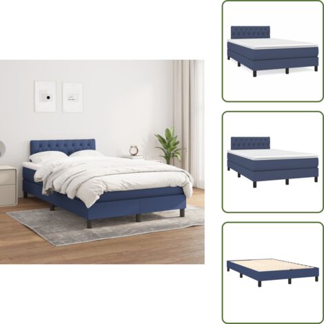 Letto con materasso a molle insacchettate - vidaXL Giroletto a Molle con Materasso Blu 120x200 cm in Tessuto - Letto con supporto medio-duro