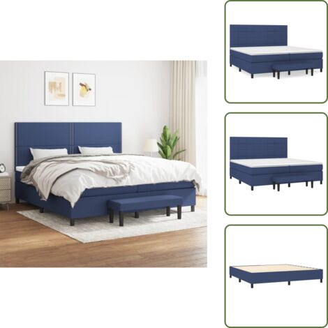 Letto con materasso a molle insacchettate - vidaXL Giroletto a Molle con Materasso Blu 200x200 cm in Tessuto - Letto con coprimaterasso