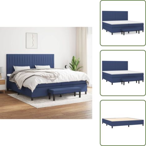 Letto con materasso a molle insacchettate - vidaXL Giroletto a Molle con Materasso Blu 200x200 cm in Tessuto - Letto con coprimaterasso