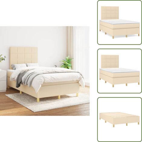 Letto con materasso a molle insacchettate - vidaXL Giroletto a Molle con Materasso Crema 120x200 cm in Tessuto - Letto con materasso morbido