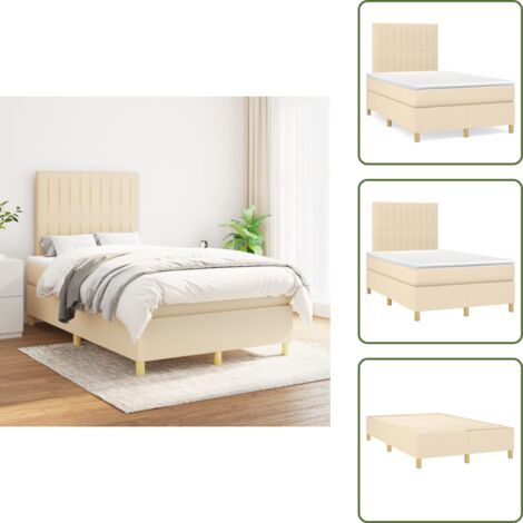 Letto con materasso a molle insacchettate - vidaXL Giroletto a Molle con Materasso Crema 120x200 cm in Tessuto - Letto con materasso morbido