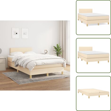 Letto con materasso a molle insacchettate - vidaXL Giroletto a Molle con Materasso Crema 120x200 cm in Tessuto - Letto con supporto medio-duro