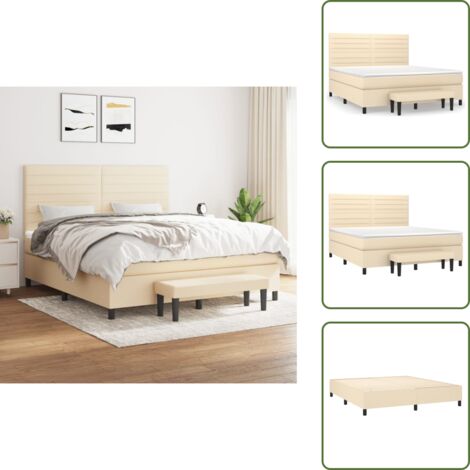 Letto con materasso a molle insacchettate - vidaXL Giroletto a Molle con Materasso Crema 160x200 cm in Tessuto - Letto con materasso morbido