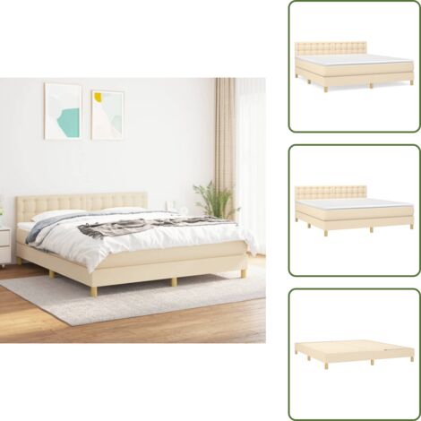 Letto con materasso a molle insacchettate - vidaXL Giroletto a Molle con Materasso Crema 160x200 cm in Tessuto - Letto con supporto medio-duro
