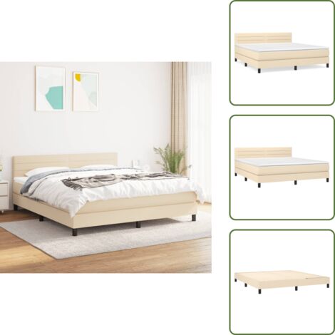 Letto con materasso a molle insacchettate - vidaXL Giroletto a Molle con Materasso Crema 160x200 cm in Tessuto - Letto con supporto medio-duro
