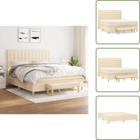 Letto con materasso a molle insacchettate - vidaXL Giroletto a Molle con Materasso Crema 180x200 cm in Tessuto - Letto con coprimaterasso