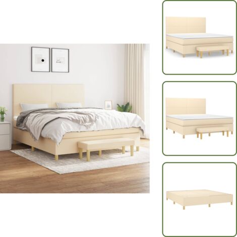 Letto con materasso a molle insacchettate - vidaXL Giroletto a Molle con Materasso Crema 180x200 cm in Tessuto - Letto con coprimaterasso