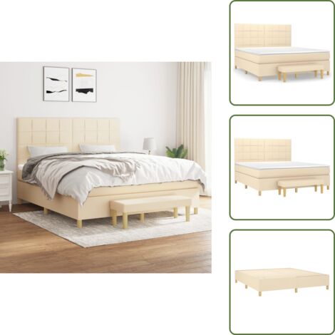 Letto con materasso a molle insacchettate - vidaXL Giroletto a Molle con Materasso Crema 180x200 cm in Tessuto - Letto con coprimaterasso