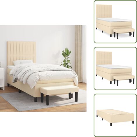 Letto con materasso a molle insacchettate - vidaXL Giroletto a Molle con Materasso Crema 90x190 cm in Tessuto - Letto con coprimaterasso