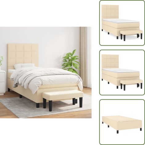 Letto con materasso a molle insacchettate - vidaXL Giroletto a Molle con Materasso Crema 90x190 cm in Tessuto - Letto con coprimaterasso