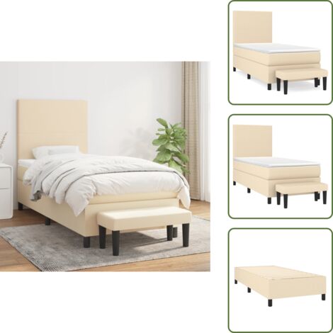 Letto con materasso a molle insacchettate - vidaXL Giroletto a Molle con Materasso Crema 90x190 cm in Tessuto - Letto con coprimaterasso