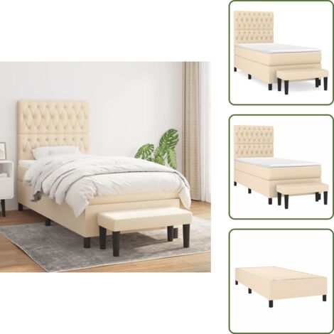 Letto con materasso a molle insacchettate - vidaXL Giroletto a Molle con Materasso Crema 90x190 cm in Tessuto - Letto con coprimaterasso