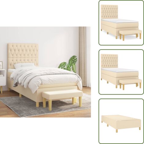 Letto con materasso a molle insacchettate - vidaXL Giroletto a Molle con Materasso Crema 90x200 cm inTessuto - Letto con coprimaterasso