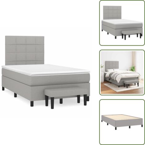Letto con materasso a molle insacchettate - vidaXL Giroletto a Molle con Materasso Grigio Chiaro 120x190cm Tessuto - Letto con coprimaterasso