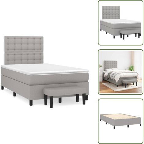 Letto con materasso a molle insacchettate - vidaXL Giroletto a Molle con Materasso Grigio Chiaro 120x190cm Tessuto - Letto con coprimaterasso