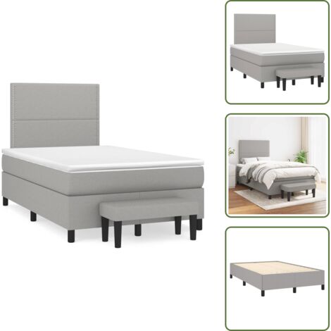 Letto con materasso a molle insacchettate - vidaXL Giroletto a Molle con Materasso Grigio Chiaro 120x190cm Tessuto - Letto con coprimaterasso
