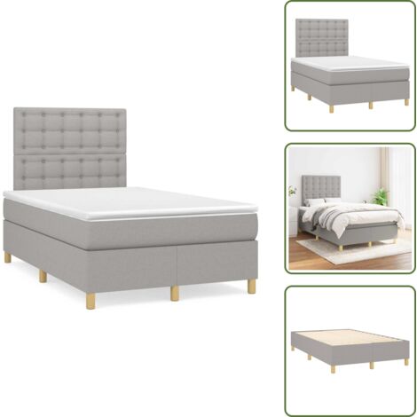 Letto con materasso a molle insacchettate - vidaXL Giroletto a Molle con Materasso Grigio Chiaro 120x190cm Tessuto - Letto con supporto medio-duro