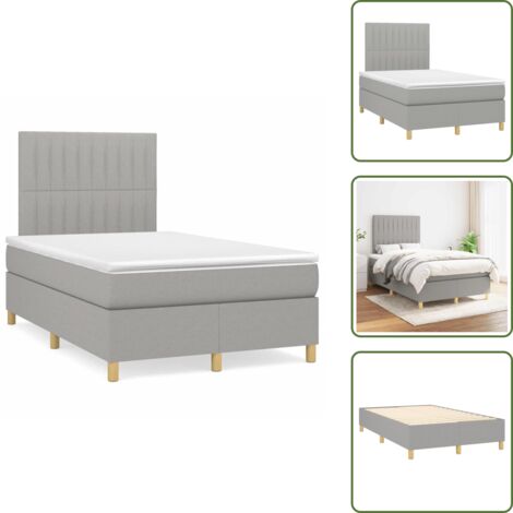Letto con materasso a molle insacchettate - vidaXL Giroletto a Molle con Materasso Grigio Chiaro 120x190cm Tessuto - Letto con supporto medio-duro