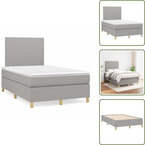 Letto con materasso a molle insacchettate - vidaXL Giroletto a Molle con Materasso Grigio Chiaro 120x190cm Tessuto - Letto con supporto medio-duro