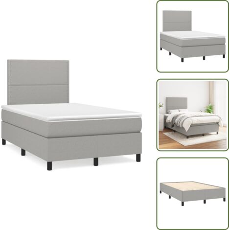 Letto con materasso a molle insacchettate - vidaXL Giroletto a Molle con Materasso Grigio Chiaro 120x190cm Tessuto - Letto con supporto medio-duro