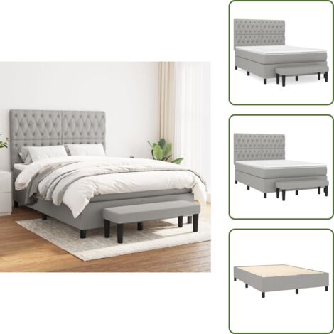 Letto con materasso a molle insacchettate - vidaXL Giroletto a Molle con Materasso Grigio Chiaro 140x190cm Tessuto - Letto con coprimaterasso
