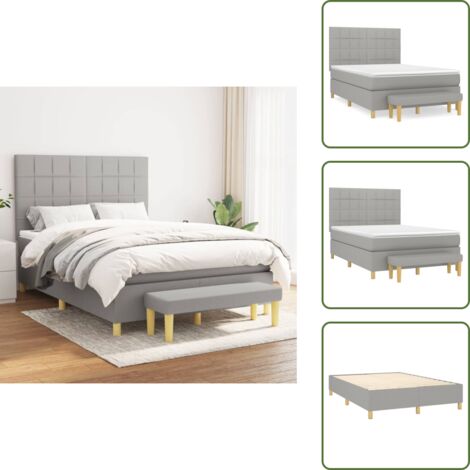 Letto con materasso a molle insacchettate - vidaXL Giroletto a Molle con Materasso Grigio Chiaro 140x190cm Tessuto - Letto con coprimaterasso