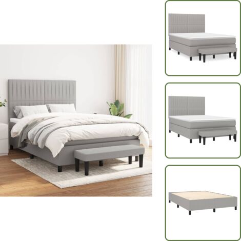 Letto con materasso a molle insacchettate - vidaXL Giroletto a Molle con Materasso Grigio Chiaro 140x190cm Tessuto - Letto con coprimaterasso