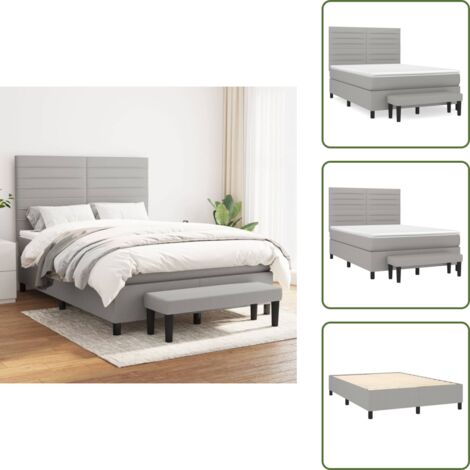 Letto con materasso a molle insacchettate - vidaXL Giroletto a Molle con Materasso Grigio Chiaro 140x190cm Tessuto - Letto con coprimaterasso
