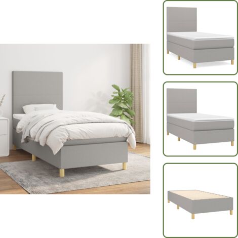 Letto con materasso a molle insacchettate - vidaXL Giroletto a Molle con Materasso Grigio Chiaro 90x190 cm Tessuto - Letto con materasso morbido