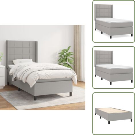 Letto con materasso a molle insacchettate - vidaXL Giroletto a Molle con Materasso Grigio Chiaro 90x200 cm Tessuto - Letto con materasso morbido