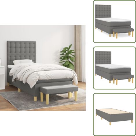 Letto con materasso a molle insacchettate - vidaXL Giroletto a Molle con Materasso Grigio Scuro 100x200 cm Tessuto - Panca multifunzionale