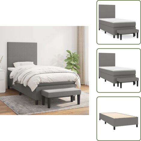 Letto con materasso a molle insacchettate - vidaXL Giroletto a Molle con Materasso Grigio Scuro 100x200 cm Tessuto - Panca multifunzionale