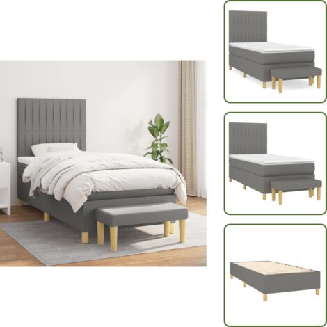 Letto con materasso a molle insacchettate - vidaXL Giroletto a Molle con Materasso Grigio Scuro 100x200 cm Tessuto - Panca multifunzionale