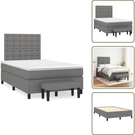 Letto con materasso a molle insacchettate - vidaXL Giroletto a Molle con Materasso Grigio Scuro 120x190cm Tessuto - Letto con coprimaterasso