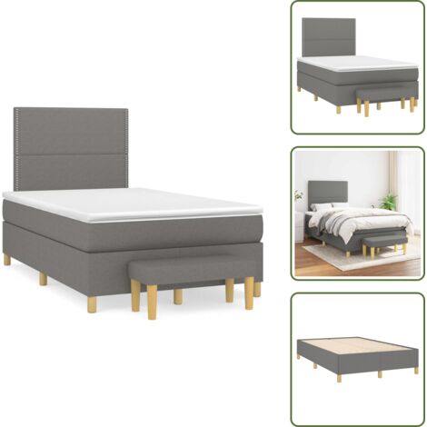 Letto con materasso a molle insacchettate - vidaXL Giroletto a Molle con Materasso Grigio Scuro 120x190cm Tessuto - Letto con coprimaterasso
