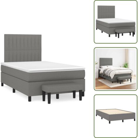 Letto con materasso a molle insacchettate - vidaXL Giroletto a Molle con Materasso Grigio Scuro 120x190cm Tessuto - Letto con coprimaterasso