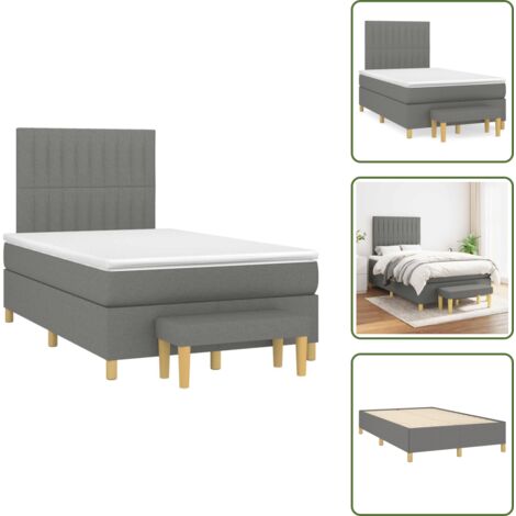 Letto con materasso a molle insacchettate - vidaXL Giroletto a Molle con Materasso Grigio Scuro 120x190cm Tessuto - Letto con coprimaterasso