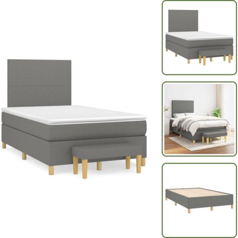Letto con materasso a molle insacchettate - vidaXL Giroletto a Molle con Materasso Grigio Scuro 120x190cm Tessuto - Letto con coprimaterasso