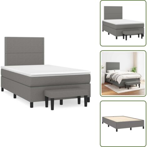 Letto con materasso a molle insacchettate - vidaXL Giroletto a Molle con Materasso Grigio Scuro 120x190cm Tessuto - Letto con coprimaterasso