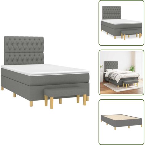 Letto con materasso a molle insacchettate - vidaXL Giroletto a Molle con Materasso Grigio Scuro 120x190cm Tessuto - Letto con coprimaterasso