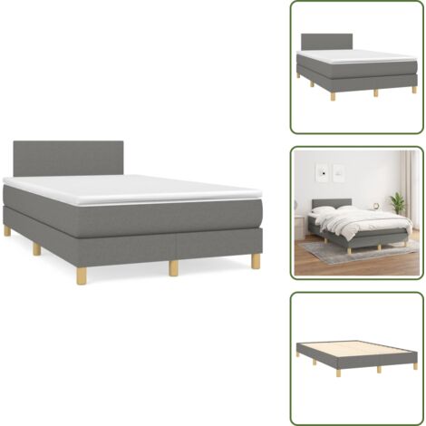 Letto con materasso a molle insacchettate - vidaXL Giroletto a Molle con Materasso Grigio Scuro 120x190cm Tessuto - Letto con materasso morbido