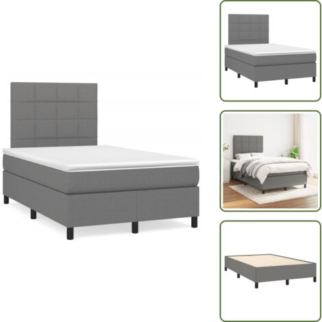 Letto con materasso a molle insacchettate - vidaXL Giroletto a Molle con Materasso Grigio Scuro 120x190cm Tessuto - Letto con supporto medio-duro