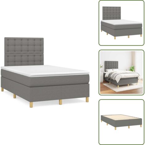 Letto con materasso a molle insacchettate - vidaXL Giroletto a Molle con Materasso Grigio Scuro 120x190cm Tessuto - Letto con supporto medio-duro