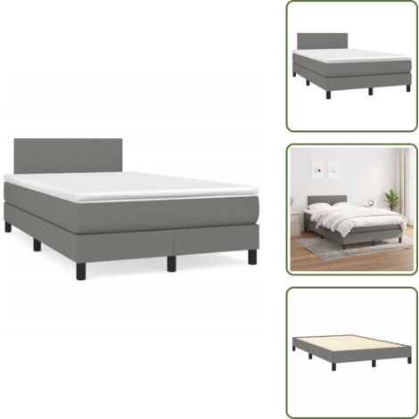 Letto con materasso a molle insacchettate - vidaXL Giroletto a Molle con Materasso Grigio Scuro 120x190cm Tessuto - Letto con supporto medio-duro