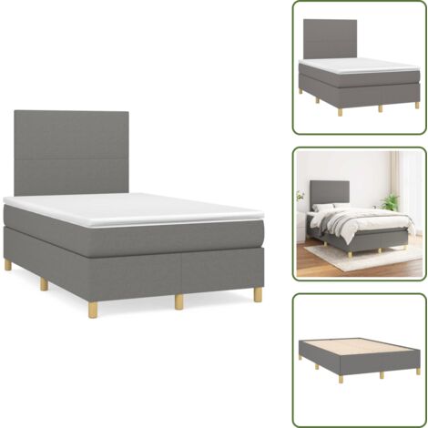 Letto con materasso a molle insacchettate - vidaXL Giroletto a Molle con Materasso Grigio Scuro 120x190cm Tessuto - Letto con supporto medio-duro