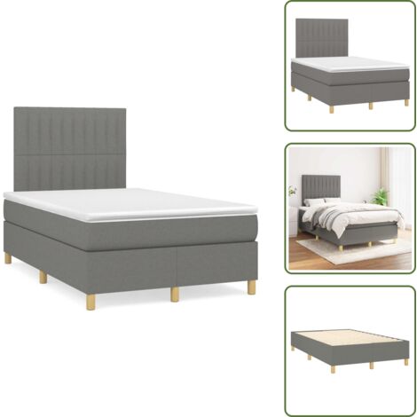 Letto con materasso a molle insacchettate - vidaXL Giroletto a Molle con Materasso Grigio Scuro 120x190cm Tessuto - Letto con supporto medio-duro