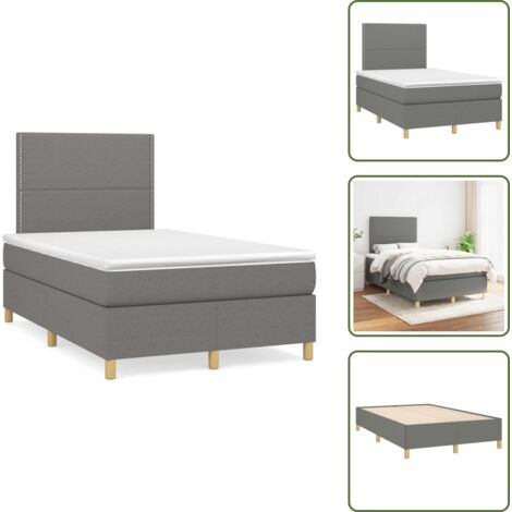 Letto con materasso a molle insacchettate - vidaXL Giroletto a Molle con Materasso Grigio Scuro 120x190cm Tessuto - Letto con supporto medio-duro