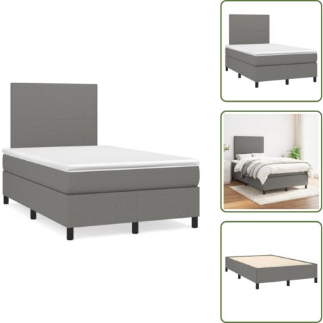 Letto con materasso a molle insacchettate - vidaXL Giroletto a Molle con Materasso Grigio Scuro 120x190cm Tessuto - Letto con supporto medio-duro