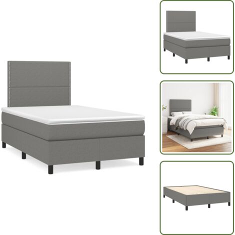 Letto con materasso a molle insacchettate - vidaXL Giroletto a Molle con Materasso Grigio Scuro 120x190cm Tessuto - Letto con supporto medio-duro