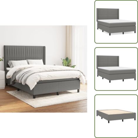 Letto con materasso a molle insacchettate - vidaXL Giroletto a Molle con Materasso Grigio Scuro 140x190 cm Tessuto - Letto con materasso morbido